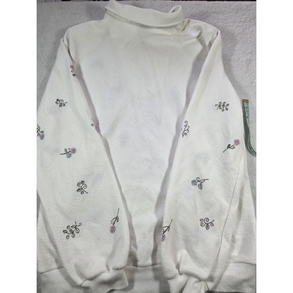 TEODI Vintage Floral Embroidered Quarter Zip Sweatshirt Womens Small Cottagecore - Picture 4 of 7